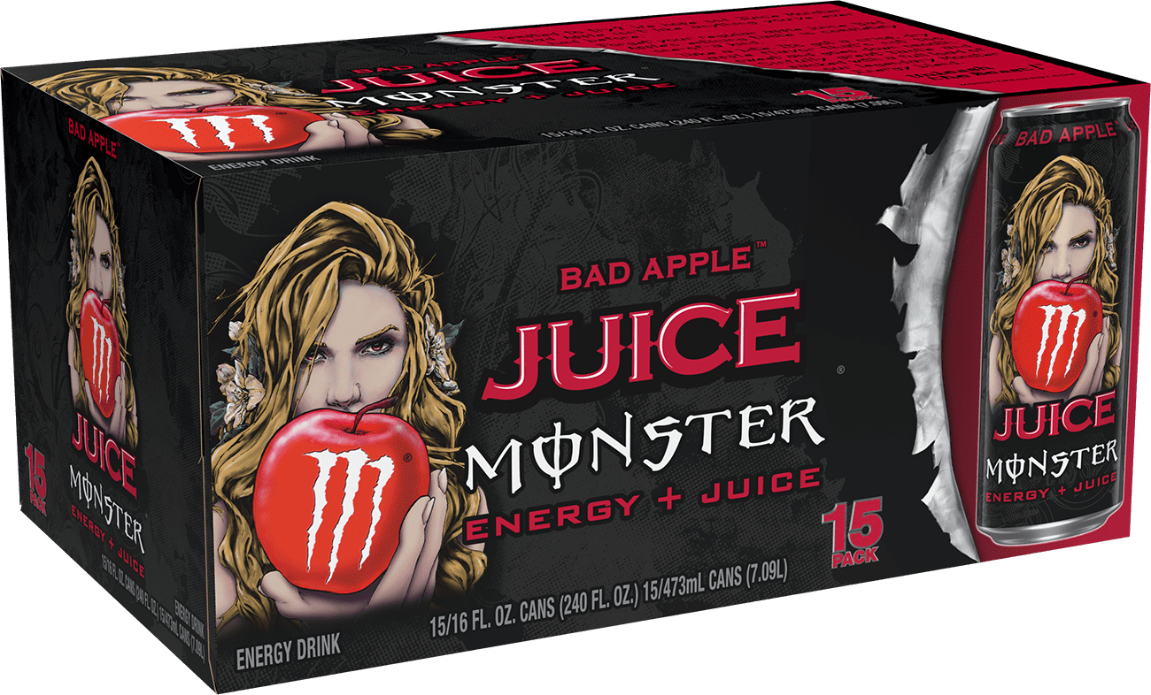 Monster Energy Juice, Bad Apple, Juice + Energy Drink, 15 Pack - 16 Fl Oz
