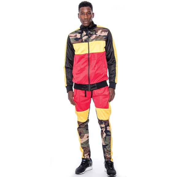 9 Crowns Men's Vito Modern Fit Athletic Tracksuit Hoodie Jogger Set (Small, Blk/Yel)