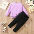 thumbnail image 7 of Toddler Outfits for Girls Valentine's Day Heart Print Crewneck Sweatshirt and Jogger Pants Two Piece Set Soft Casual Kids Wear Purple 18 Months-24 Months, 7 of 7
