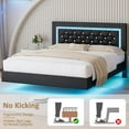 thumbnail image 3 of 4 EVER WINNER Full Floating Bed Frame with LED Lights, LED Upholstered Platform Bed Frame with Diamond Tufted Headboard, Black LED Bed Frame for Bedroom, Black, 3 of 6
