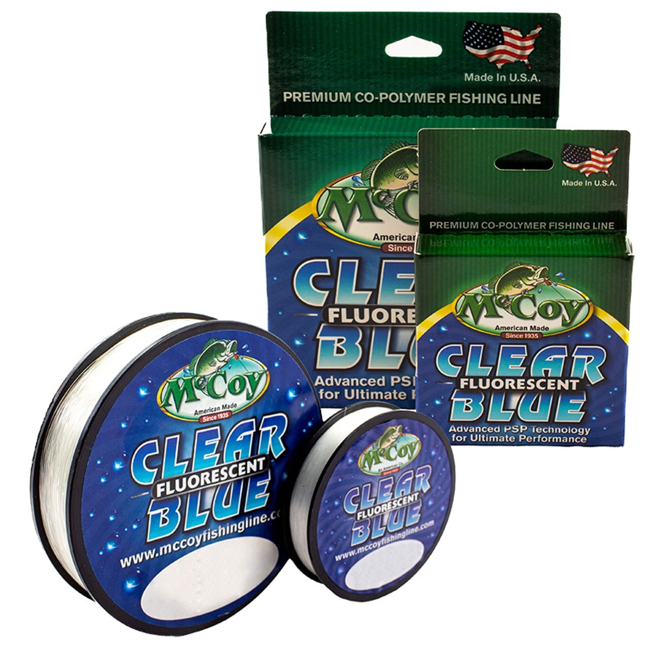 McCoy Clear Blue Fluorescent Premium CoPolymer Monofilament Fishing Line (15lb Test (.015" Dia) - 900 Yards)