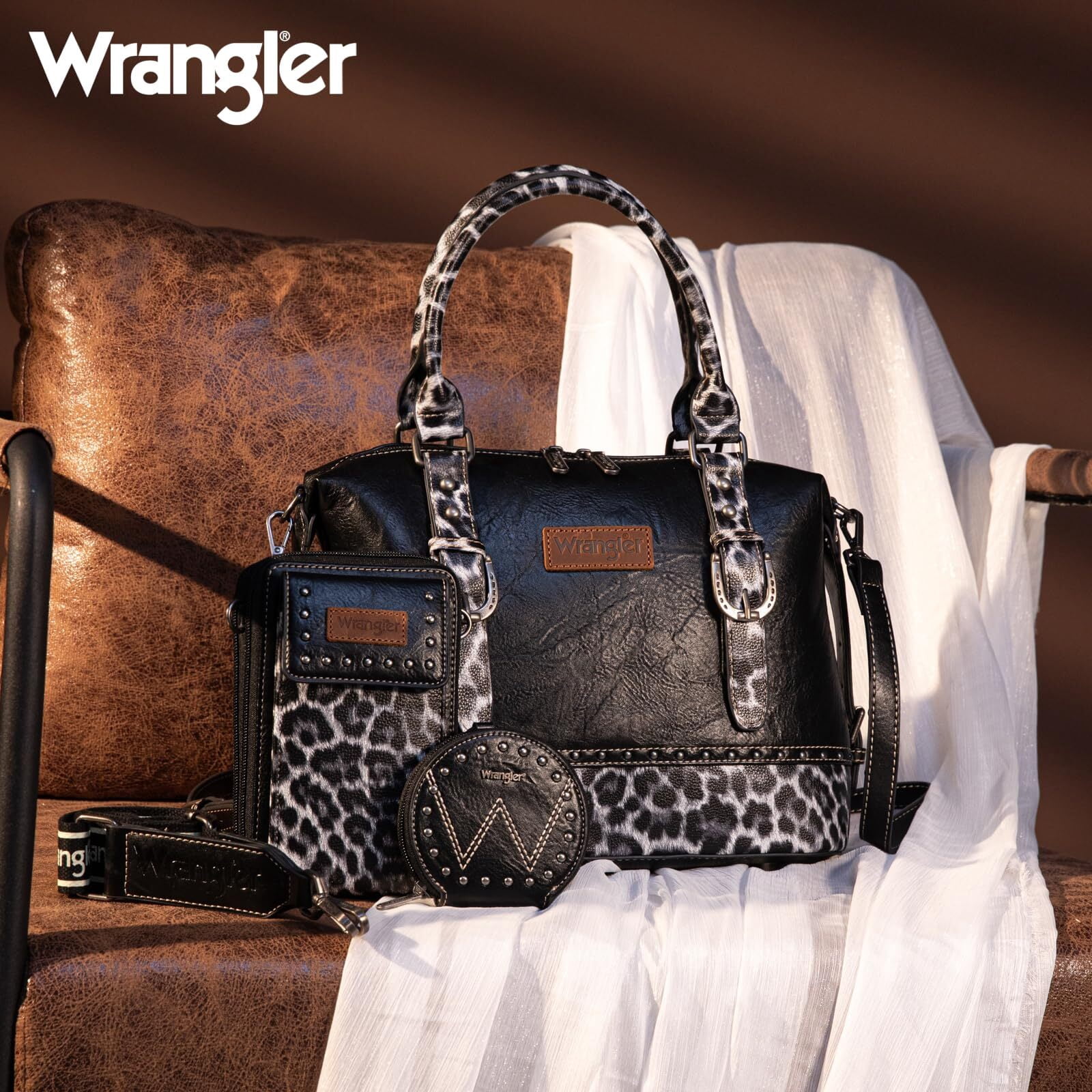 Wrangler Women 6424 Wrangler doctor bag satchel purse two tone barrel satchel handbags main image 2