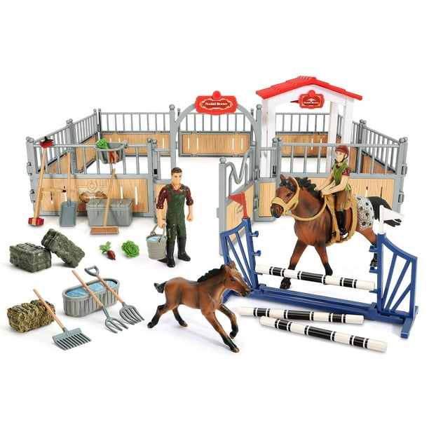 Gens 2023 New Horse Stable Playset Fun Horse Toys For Girls And Boys With Rider Farm Animal Figurines Barn Toys Pretend Play Toys For Kids 3 10