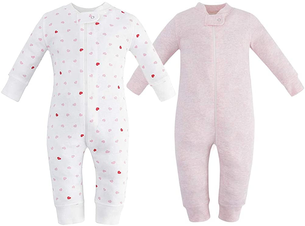 Organic Cotton Baby Boy Girl Zip up Sleep N Play, Footless, Long Sleeve