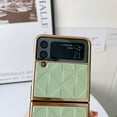 thumbnail image 6 of Mantto Case Fit for Samsung Galaxy Z Flip4 (2022),Shockproof Stylish Electroplated Plating Bumper Premium PU Leather Anti-scratch Elegant Folding Ultra-slim & Lightweight Phone Case,Lightgreen, 6 of 8