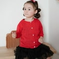 thumbnail image 5 of Generic Warm Winter Tops Toddler Girls Cut Out Knitted Cardigan Long Sleeve Jacket with Lace Neckline Shawl Baby Jumper Autumn Dress Outfits(Red,6-7 Years), 5 of 5