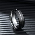 thumbnail image 4 of Wedding Rings For Men. 8mm Black Tungsten Wedding Band w Silver Groove Line, 4 of 5