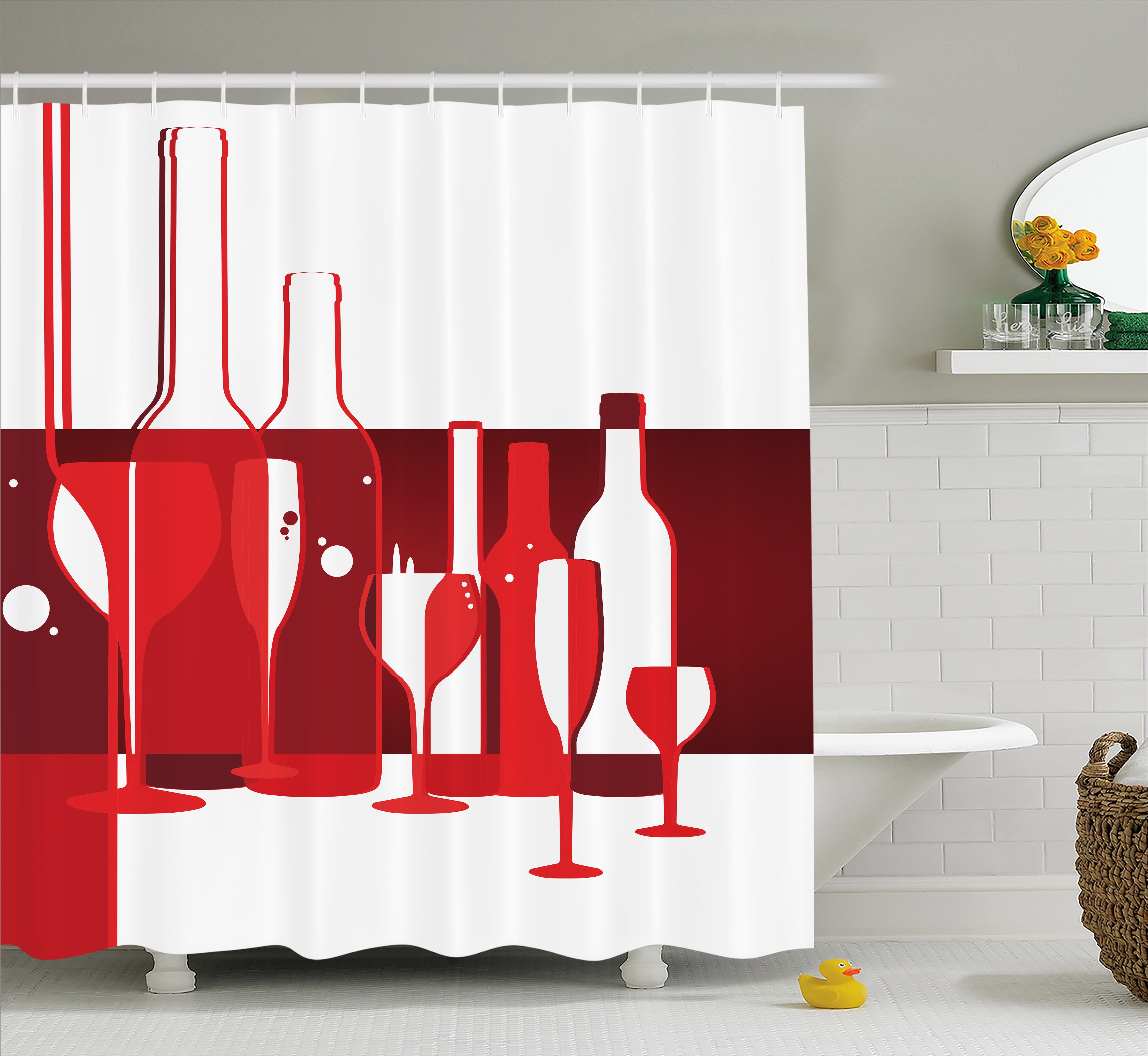 Wine Shower Curtain, Artistic Modern Design Party Drink Beverage