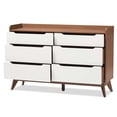 thumbnail image 3 of Baxton Studio Brighton Commode Double à 6 Tiroirs en Blanc et Noyer, 3 of 8