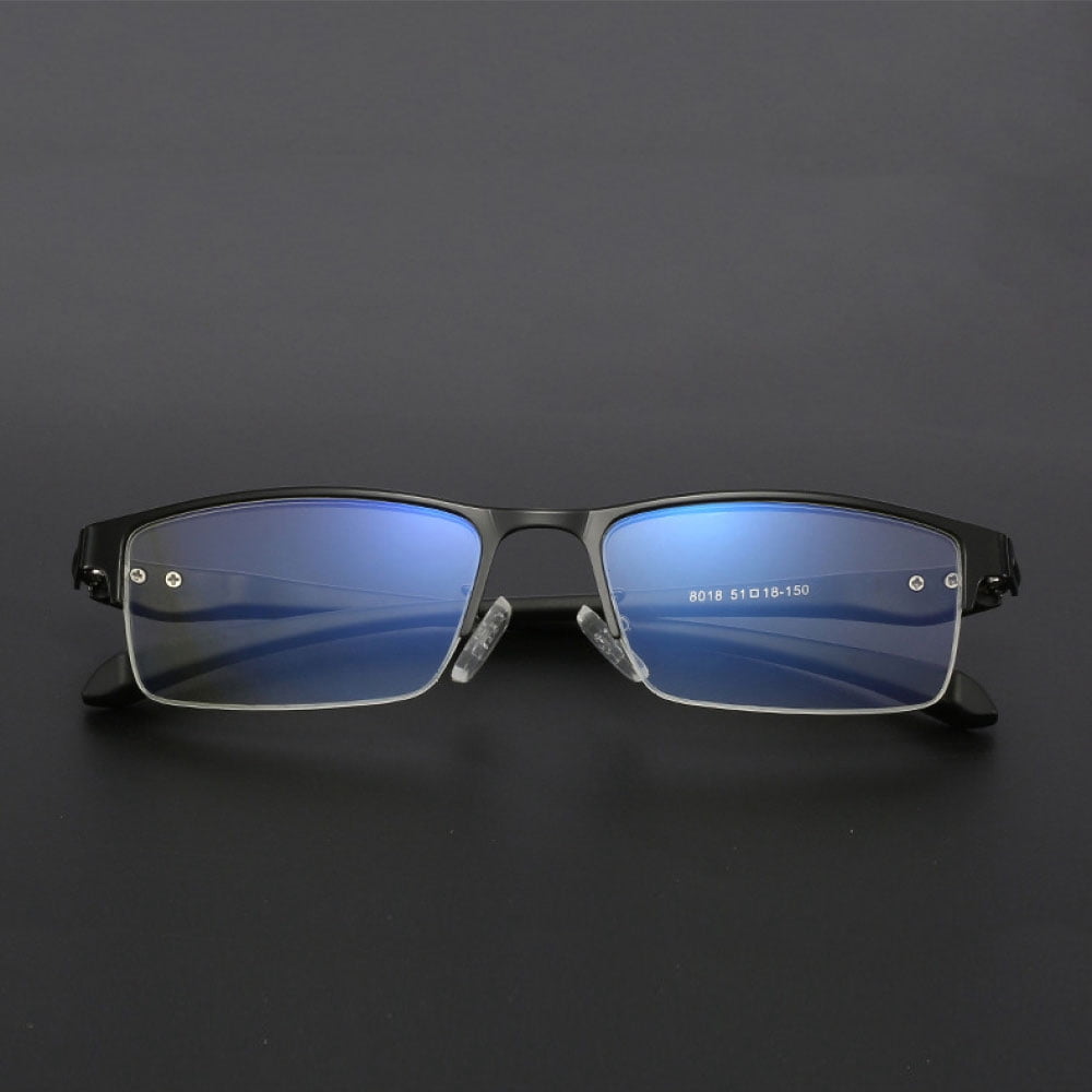 3 Pairs Mens Fashion Blue Light Blocking Half Rimless Reading Glasses 2.5, Metal Spring Hinge Business Rectangle Readers +2.50