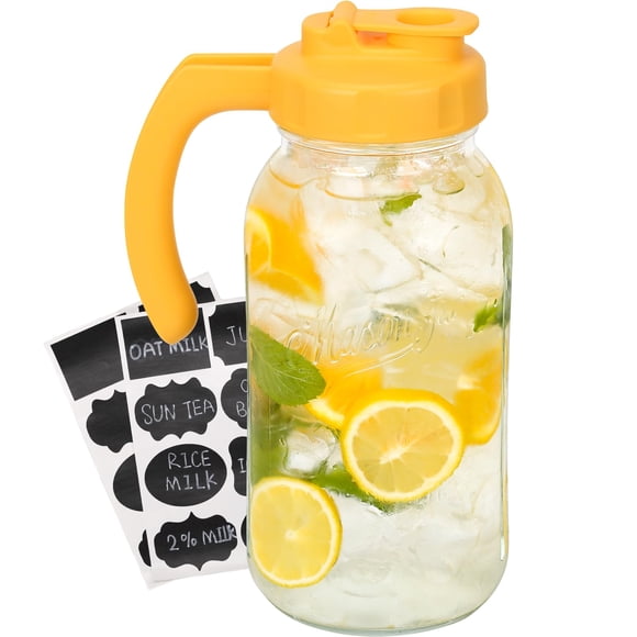 Jarrón de cristal Pitcher SOLIGT de 1,9 L con tapa y asa, color amarillo