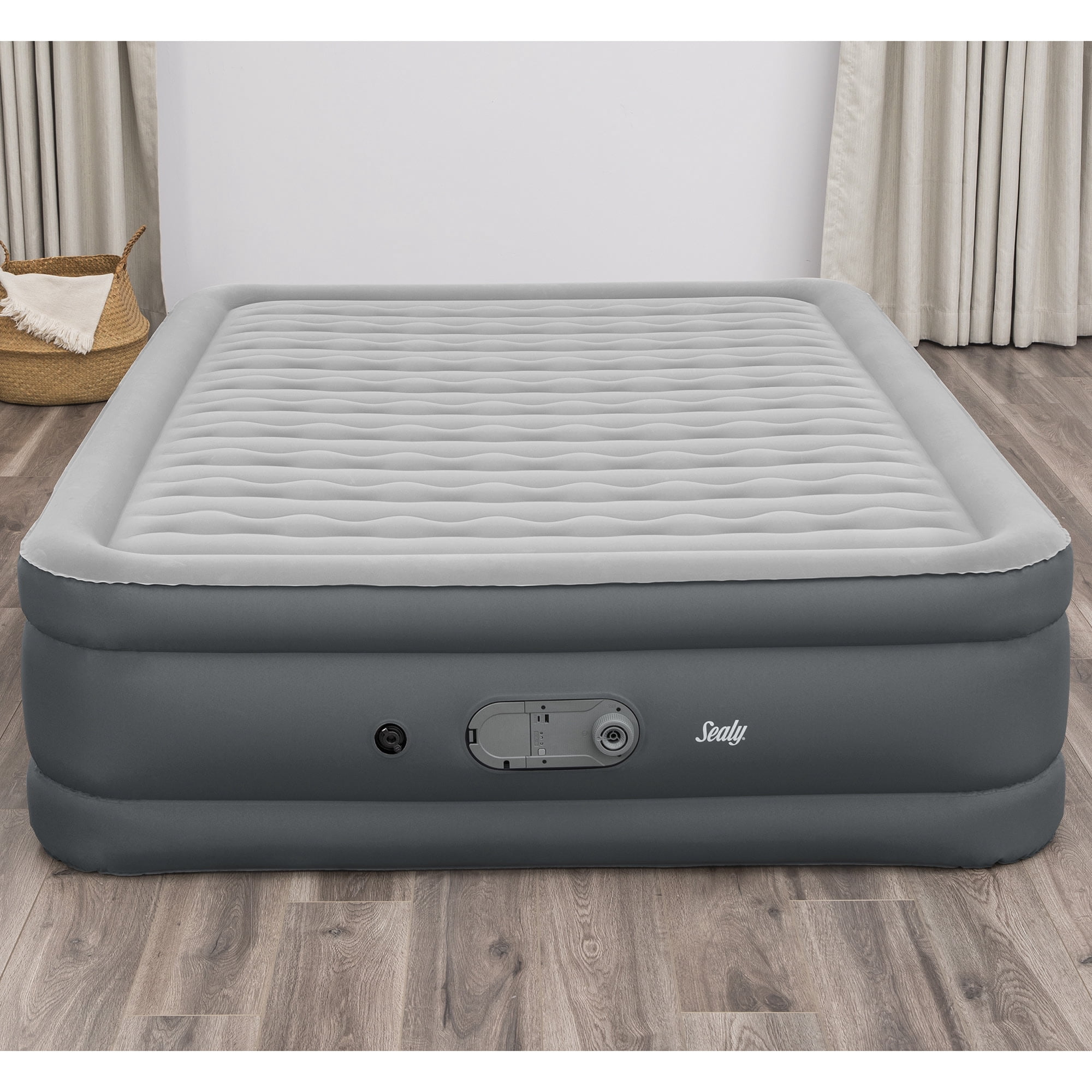Sealy: AlwayzAire Tough Guard 18" Airbed - Queen - Built-In Dual Pump, Inflatable Matress, Wave Beam Construction, Antimicrobial Treatment, USB Charge