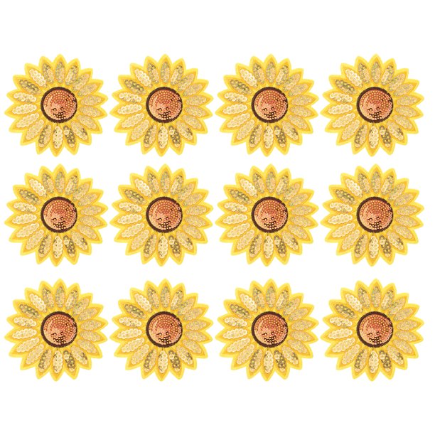 12 parches bordados de girasol para ropa, pegatinas y accesorios.