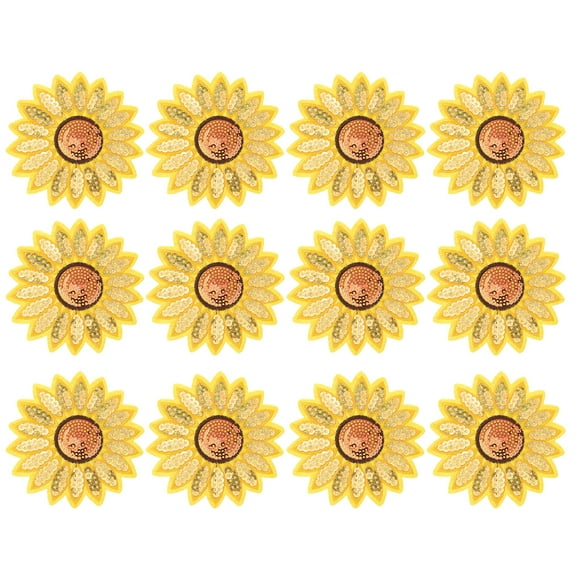 12 parches bordados de girasol para ropa, pegatinas y accesorios.