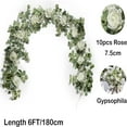 thumbnail image 2 of Tyeign 6 Ft Artificial White Rose teen’S Breath Garland, Silk Flowers Greenery Vine for Wedding Table Runner Wall Décor, Romantic Centerpiece Or Ceremony Backdrop, Reusable, Artificial Flower*1, 2 of 8