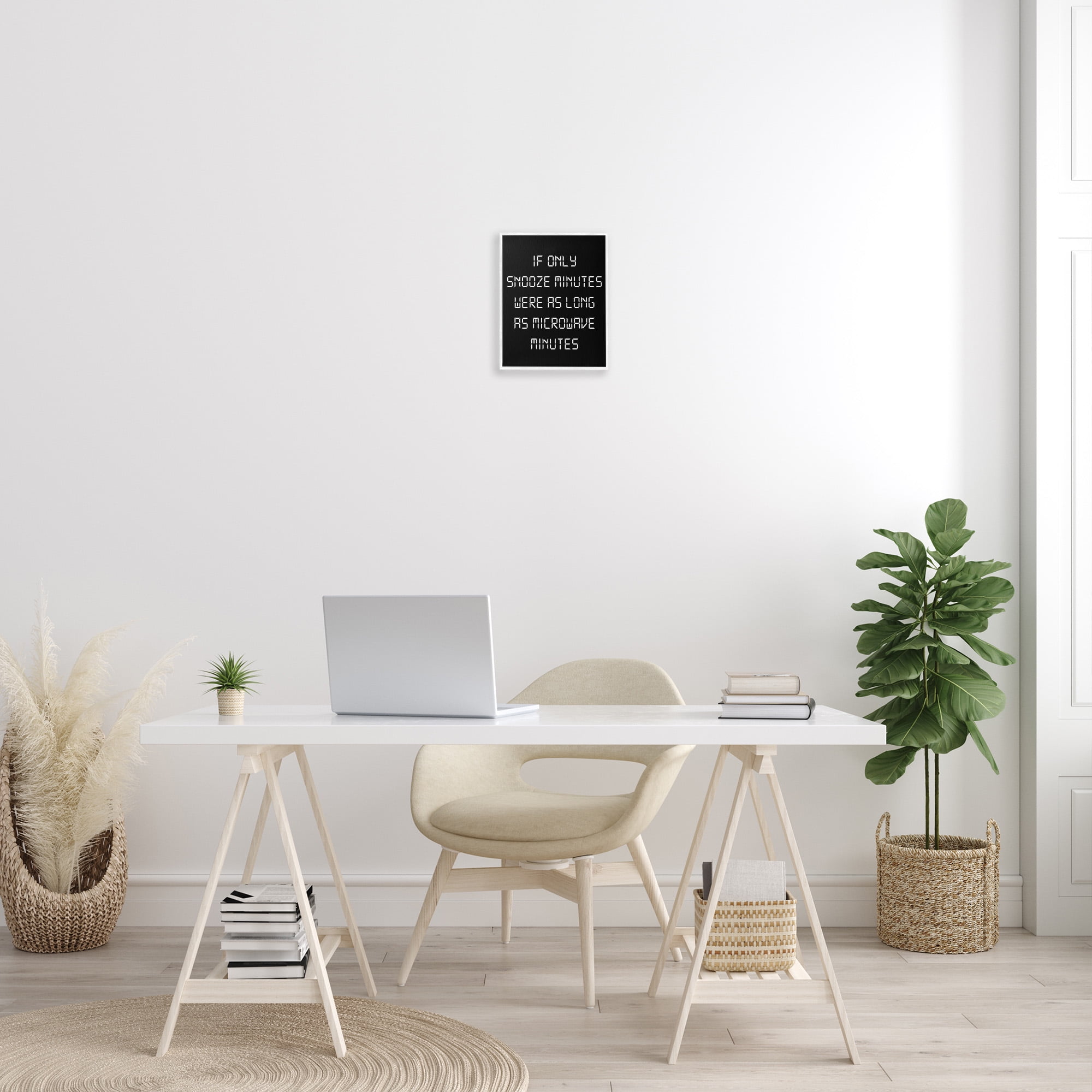 Stupell Industries Snooze Vs Microwave Minutes Typography Painting White Framed Art Print Wall Art, 11 x 14