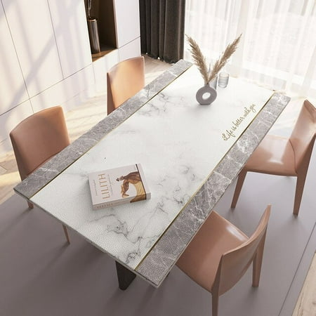 

ASWMXR Nordic Marble Coffee Table Mat PU Soft Leather Tablecloth Table Pad Home Decor Dining Table Mat Upgrade Odorless Send in Roll