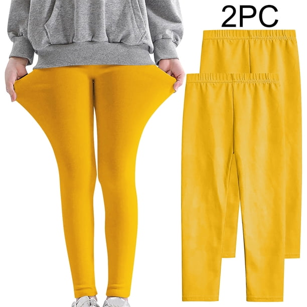 Odeerbi 3-12 Años Niñas 2 Pcs Leggings Mallas Elásticas Lycra Pantalones de Comodidad Suavidad Transpirable Pantimedias
