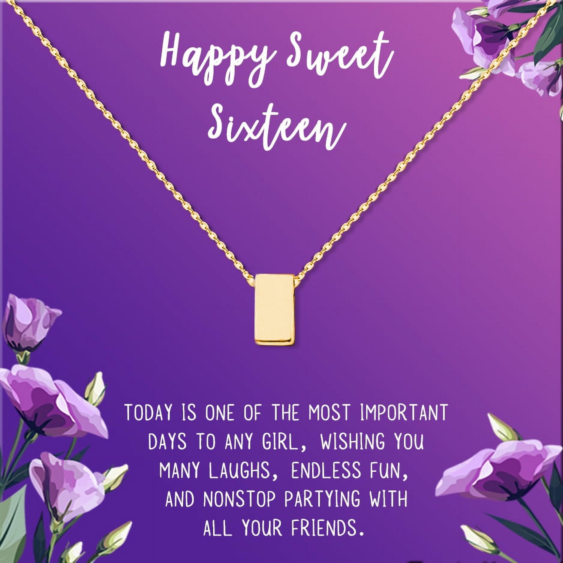 Happy Sweet Sixteen Card and Necklace - Jewelry Gift Set - Cube Necklace - Gift for Her - Gift for Daughter - Ships Next Day!