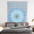 thumbnail image 2 of Bless International Hecho a mano indio hippie bohemio psicodélico pavo real mandala colgante de pared dormitorio universitario playa mantas mantel ropa de cama tapiz (pavo real azul cielo doble (54 x, 2 of 5