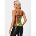 thumbnail image 4 of DARING DIVA Women's Sleeveless Sequin Mesh Panel Clue Cami Top L Brown Blue, 4 of 6