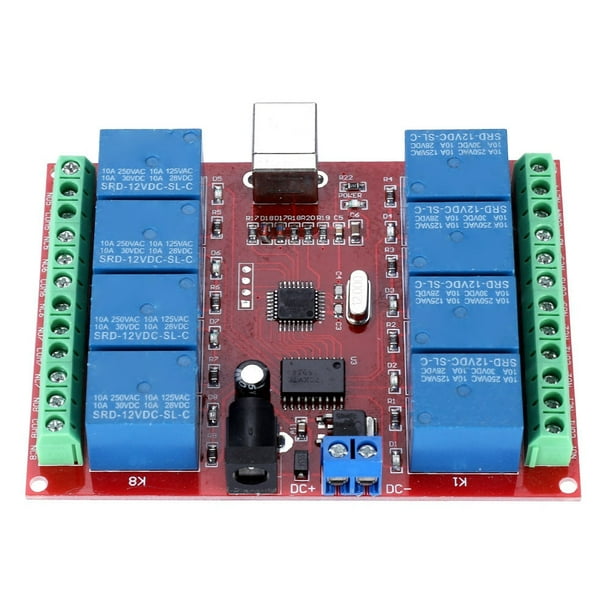Módulo de relé de interruptor de control inteligente USB de computadora de 12 V y 8 canales Controlador gratuito