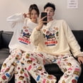 thumbnail image 5 of Pijama de pareja de otoño e invierno de vellón de arroz con cuello redondo y forro polar de dibujos animados dulces, traje de abrigo cálido de vellón de coral grueso, 5 of 5