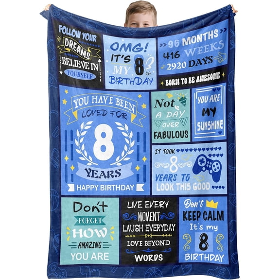 8 Year Old Boys Birthday Gifts,Birthday Gift for 8 Year Old Boys,8yr Old Boy Gifts,8th Birthday Decorations Boy,Gift for Birthdays Ideas Blanket 50"X60"
