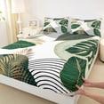 thumbnail image 3 of Homewish Green Tree Leaves 4-Piece Full Size Sheets For Female Men Adults,Abstract Geometric Stripes Bed Sheets,Botanical Plants Lightweight Sheet Sets,Luxury Bedroom Decor, 3 of 7