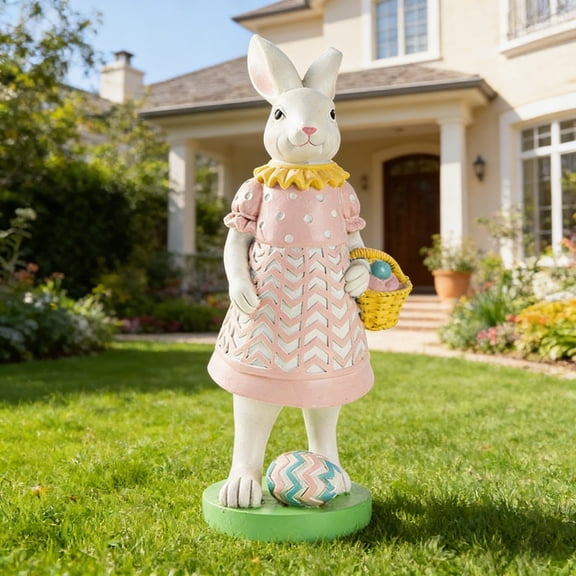 Orangide Easter Egg Decorations with Rabbit Design, Handicraft Decorations for Home, Outdoor Garden, Courtyard, Hallway, or Spring Festival