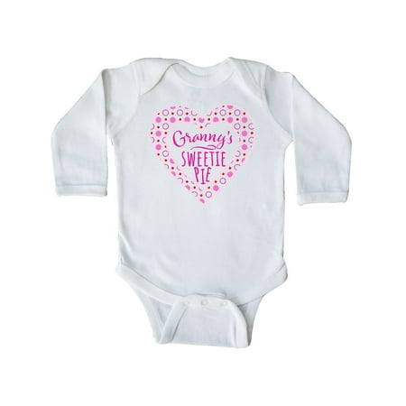 

Inktastic Granny s Sweetie Pie with Pink Hearts Gift Baby Boy or Baby Girl Long Sleeve Bodysuit