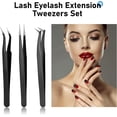 thumbnail image 6 of 6-Piece Lash Eyelash Extension Tweezer Set - Stainless Steel, Straight & Curved Tip Tools for Women Eyelash Extensions (Black, Blue), 6 of 7