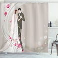 thumbnail image 1 of Ambesonne Wedding Shower Curtain, Ceremony Bride Groom, 69"Wx84"L, Grey Black Pink, 1 of 3