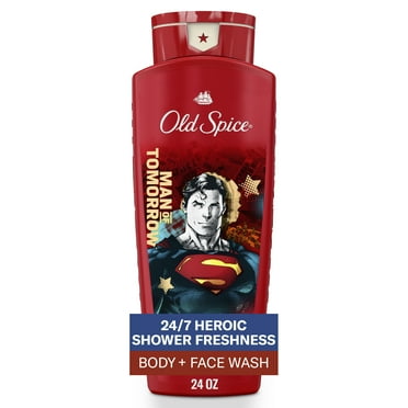 Old Spice Cleansing Body Wash for Men, 24/7 Shower Fresh with Lasting Scent, 2 in 1 Body and Face Wash, Rich Lather, Superman, Bright Citrus and Cosmos Scent, 24 oz