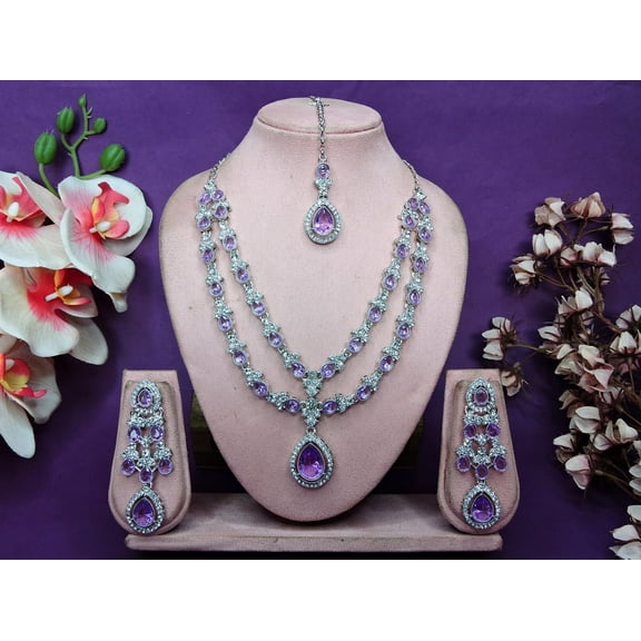 Parshwa Creations Exquisite Indian Bollywood Wedding Silver Plated Kundan Jewelry Choker Necklace Set