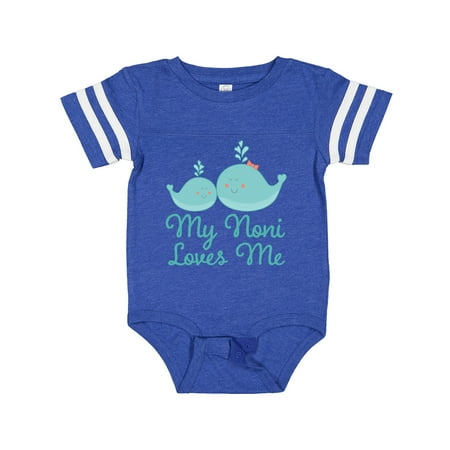 

Inktastic Noni Loves Me Grandchild Whale Gift Baby Boy or Baby Girl Bodysuit