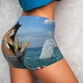 thumbnail image 4 of Fotbe Two Brave Cats Are Floating On The Sea Iceberg Seamless Shorts, Womens Workout Shorts High Waist Stretch Booty Short for Gym/Yoga/Running/Biking-Medium, 4 of 9
