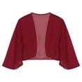 thumbnail image 6 of iiniim Women's 3/4 Sleeve Open Front Soft Chiffon Shrug Cardigan for Evening Dress Size S-3XL Burgundy M, 6 of 7