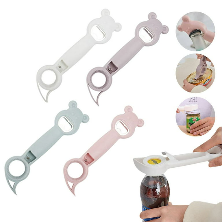 Can Opener Kitchen Gadget 4 In 1 White Pink Blue Purple Cute PP Stainless  Steel Multifunction Labor Saving Kitchenware Beer