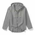 thumbnail image 4 of RXMEKW Solid Color Hooded Cardigan for Men with Button Front and Long Sleeves, 4 of 9