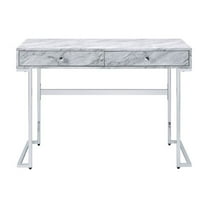 HomeRoots 42" White Writing Desk With Two Drawers