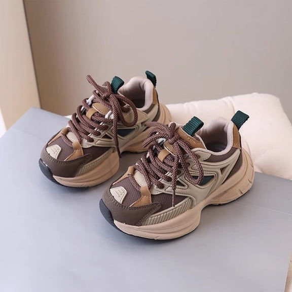 Willtoo Kids Girls Boys Platform Chunky Heels Sneakers Casual Breathable Lace Up Walking Shoes Comfortable Fashion Sneakers