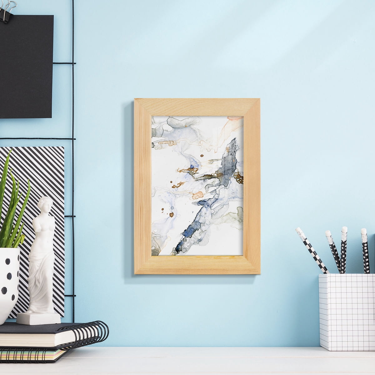 Organic Interlace I -Framed Print w/glass-Natural Wood