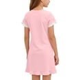thumbnail image 6 of Afuyipoi ​Girls Solid Color Peter Pan Collar Dress (2-12 Years) Summer Short Sleeve Soft Cotton Feel Casual Dress for School & Play Pink 7/8, 6 of 8
