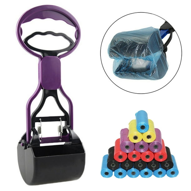 Pooper Scooper Portable Long Handle Poop Scooper Dog Waste Scoop with 3 Rolls Dog Waste Bag with 3 Rolls Dog Waste Bag