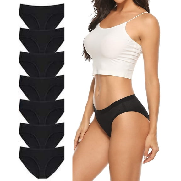 Women's Breathable Underwear Stretch Bikini Panties Low Waist Mesh Hipster Panty 7-Pack