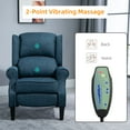 thumbnail image 6 of HOMCOM Wingback Vibrating Massage Chair, Accent Sofa Vintage Upholstered Massage Recliner Chair, Blue, 6 of 9