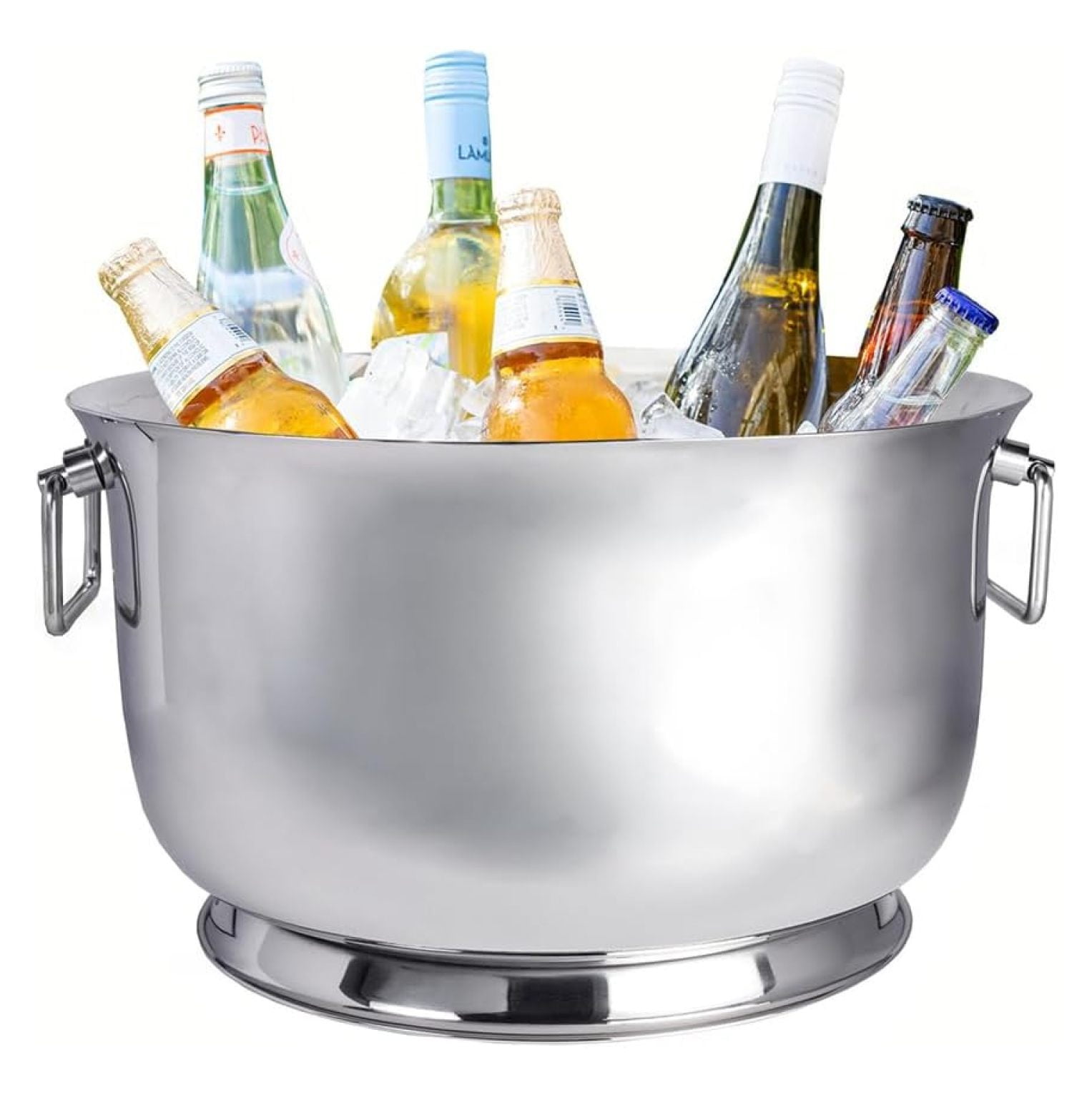 Insulated Beverage Tub Large Ice Bucket with Handles Double Wall Stainless Steel Ice Bucket and Cooler for Wine, Drinks, Bar, Party, and Gift Beverage Cooler for Indoor and Outdoor Parties
