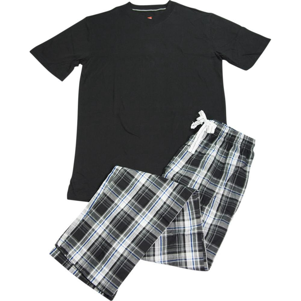 Hanes Hanes Mens Short Sleeve Tee Shirt & Woven Sleep Pant Pajama Set