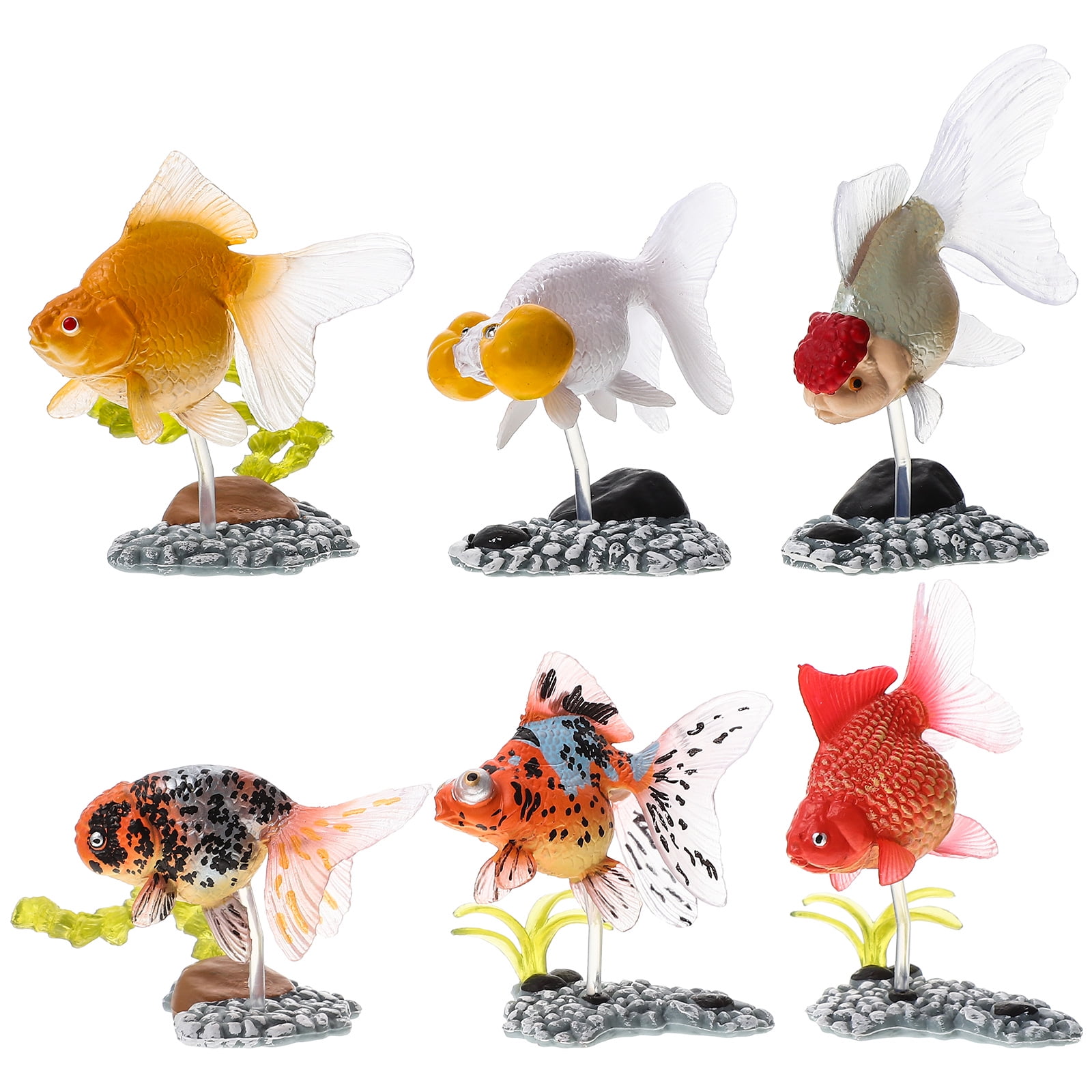 6Pcs Children Fish Figures Decorative Goldfish Decors Adorable Goldfish Figurines (Mixed Style